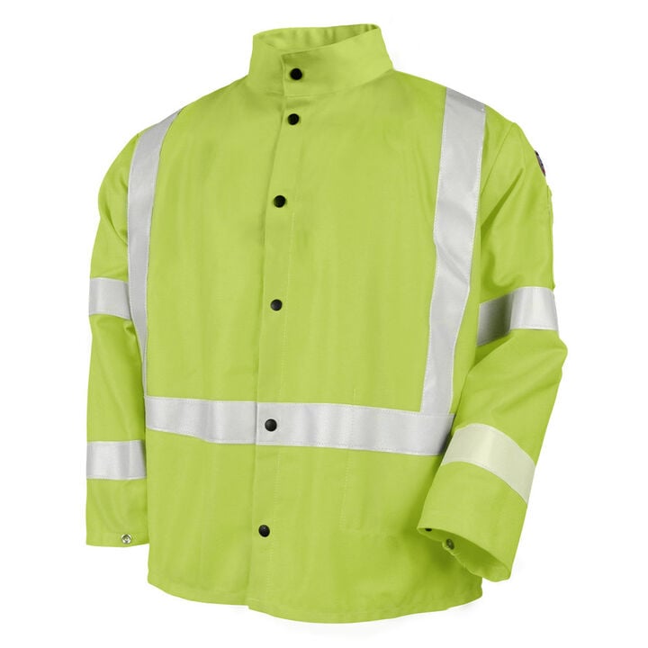 Black Stallion Welding Jacket 9oz Lime Green FR Cotton XL