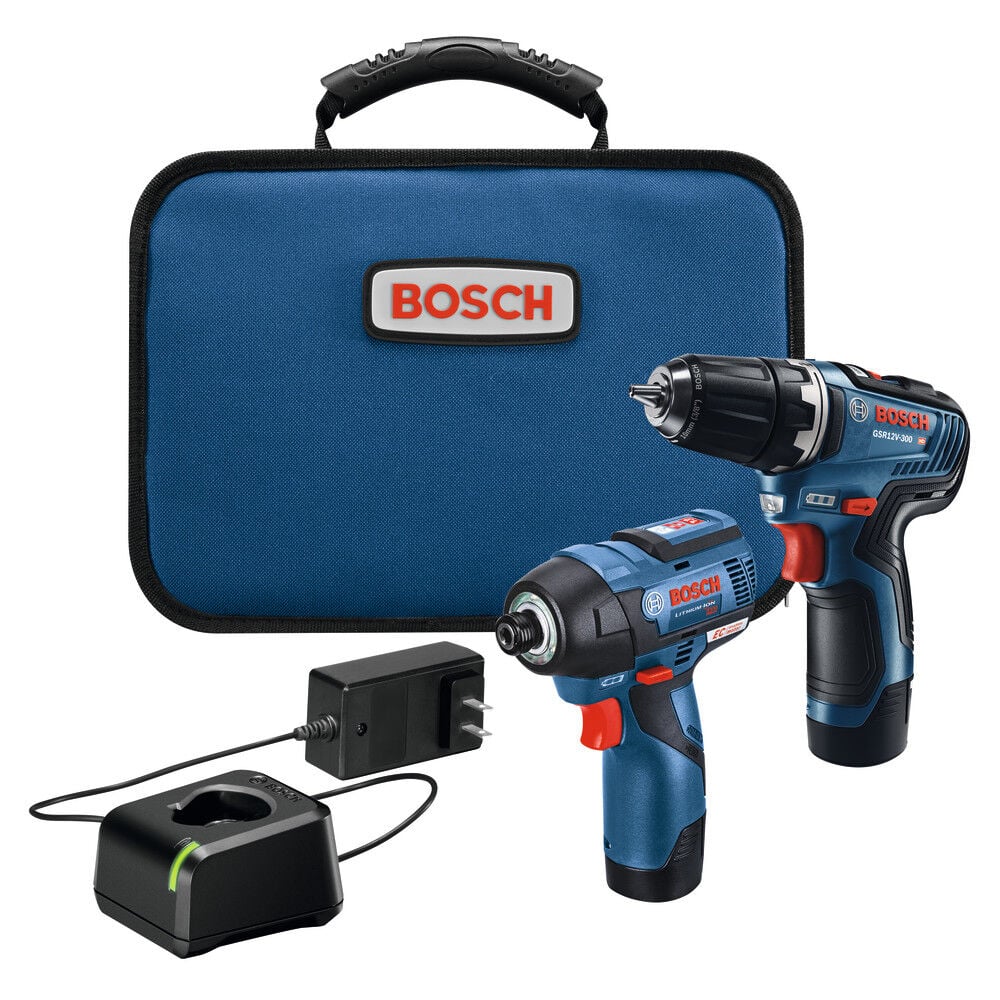Bosch 12V Max 3/8 Inch Drill/Driver, 1/4 Inch Hex Impact Driver and 2Ah Battery 2pk Combo Kit - Factory Reconditioned, large image number 1