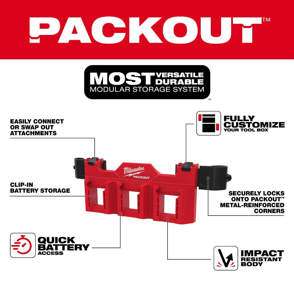 Milwaukee Promotional PACKOUT Tool Box M18 Battery Rack Attachment, large image number 3