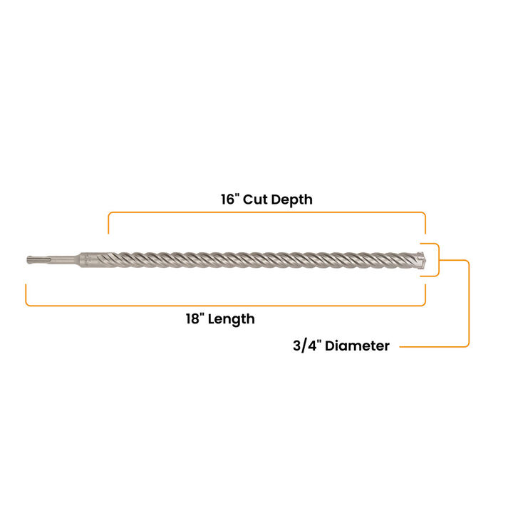 Spyder 3/4 Inch x 18 Inch SDS-Plus 4-Cutter Carbide-Tip Hammer Drill Bit, large image number 6