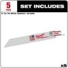 Milwaukee 6 in. 24 TPI Thin Kerf SAWZALL Blades 5PK, small image number 2