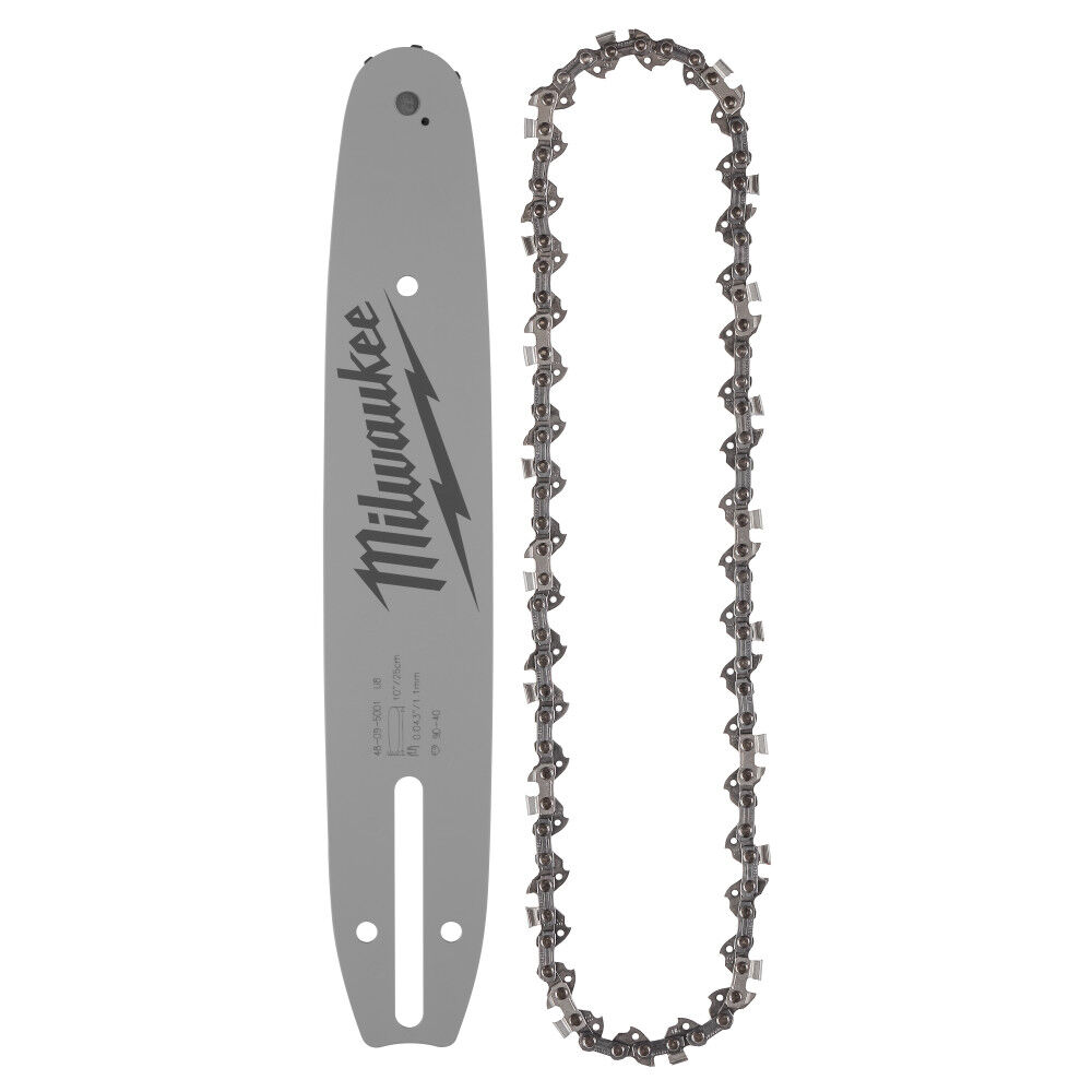 Milwaukee 10 Inch 3/8 Inch LOW PROFILE Pitch, .043 Inch Gauge Saw Chain and Guide Bar Set, large image number 1