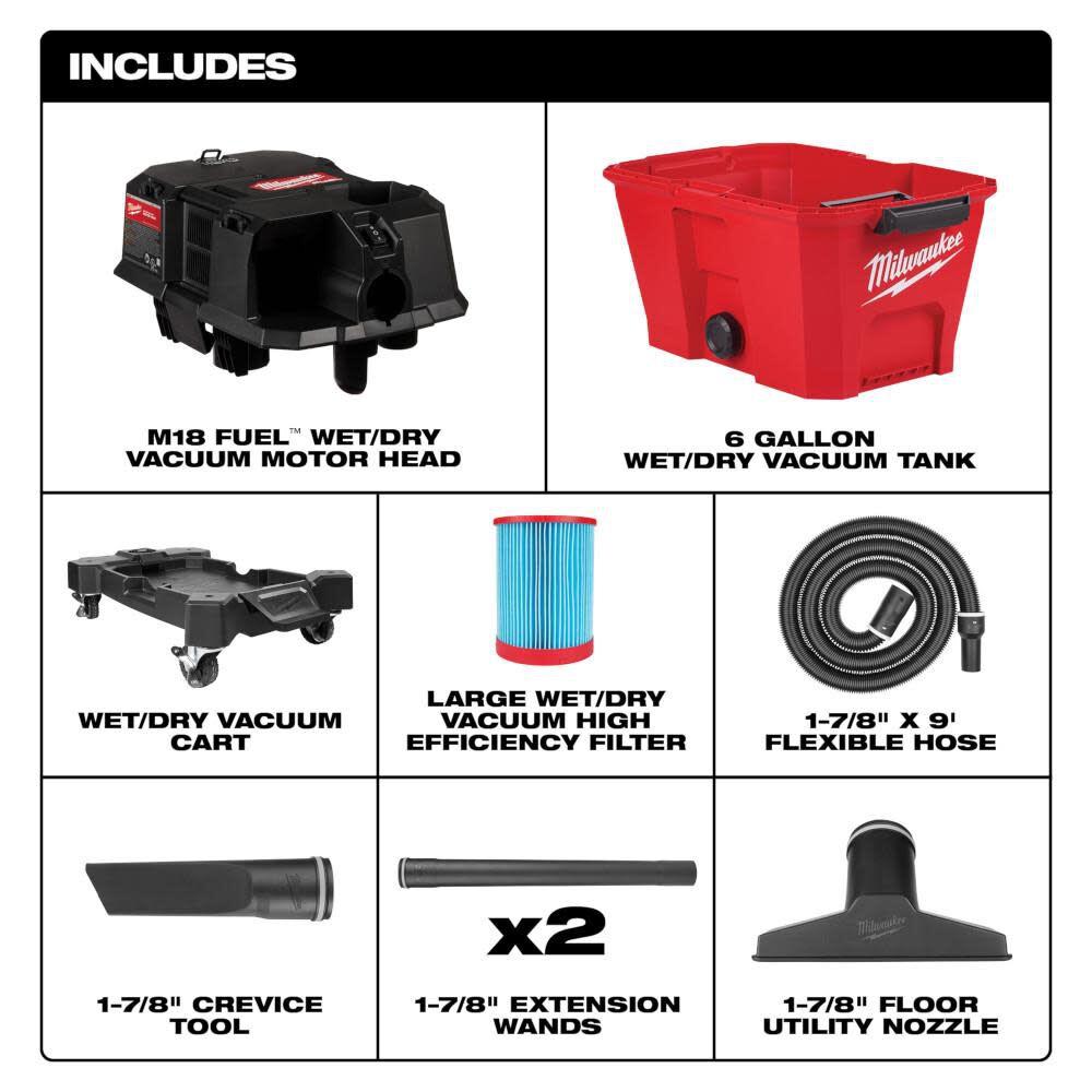 Milwaukee M18 FUEL Wet/Dry Vacuum 6 Gallon (Bare Tool), large image number 2