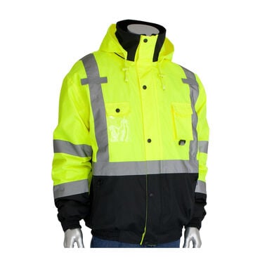 Protective Industrial Products ANSI R3 Premium Plus Bomber Jacket Hi Vis Lime Yellow Small