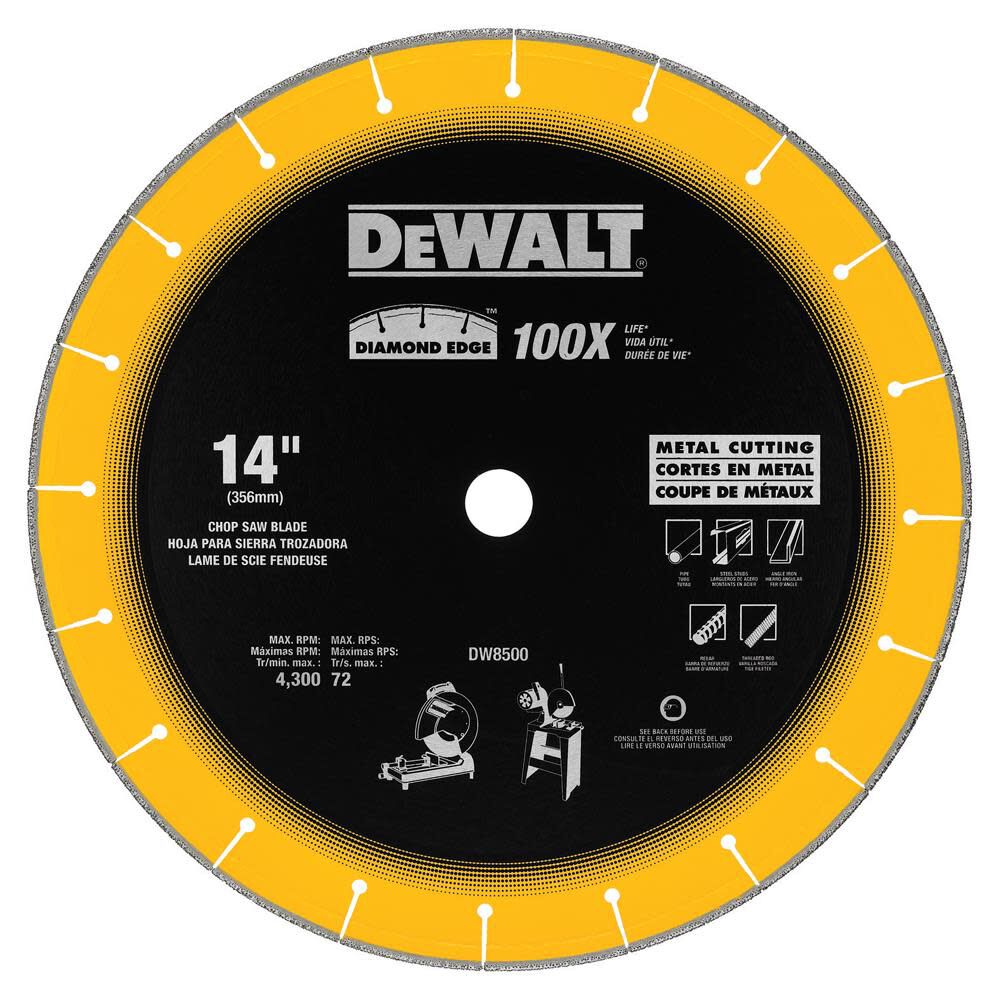 14 In X 7 64 In X 1 In Diamond Edge Chop Saw Blade Dw8500 From Dewalt Acme Tools
