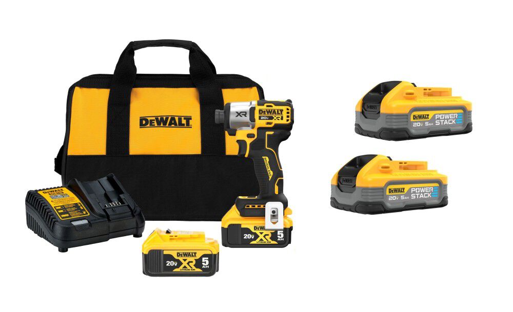 DEWALT 20V MAX XR 3-Speed Impact Driver Kit with 20V POWERSTACK 5AH Battery 2PK Bundle, large image number 1