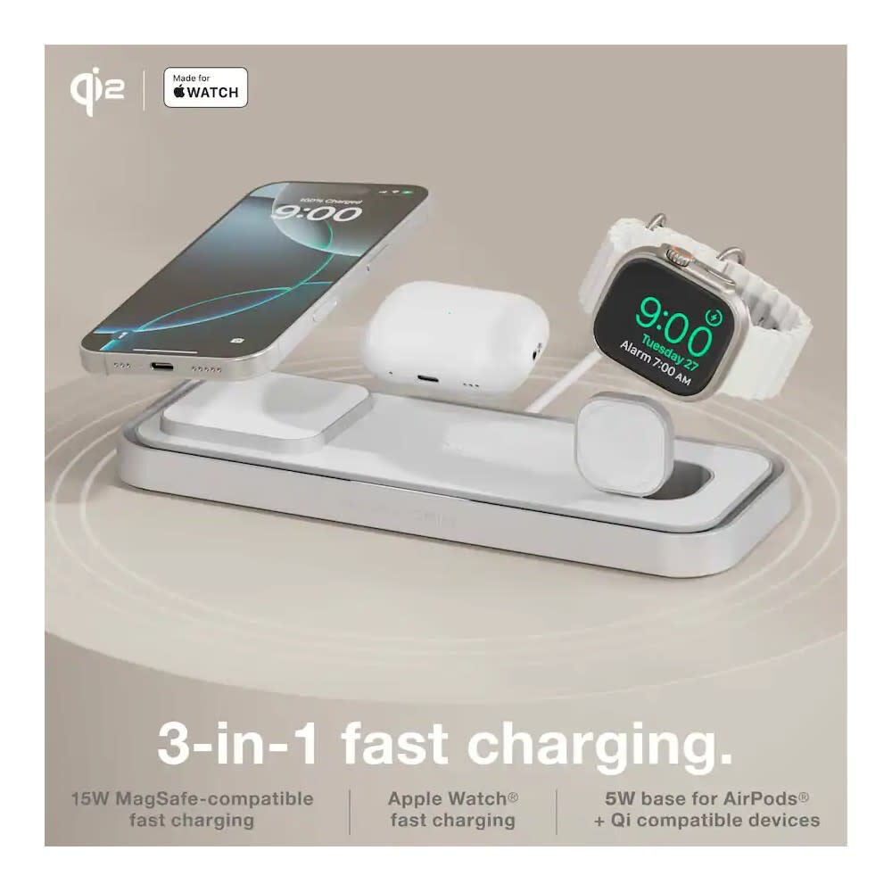 Noco 3-In-1 Qi2 15W Wireless Charging Pad Silver, large image number 7