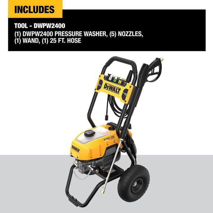 DEWALT 2400 PSI 1.1 GPM Electric Cold Water Pressure Washer with 5 Spray Nozzles, large image number 3