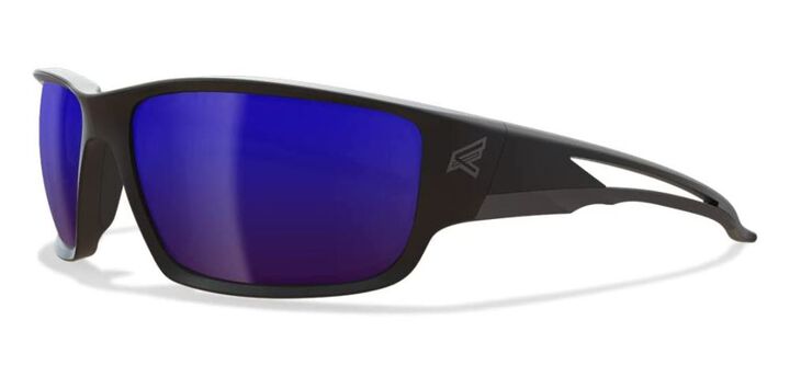 Edge Kazbek Polarized Safety Glasses Black Frame Aqua Precision Blue Mirror Lens, large image number 1