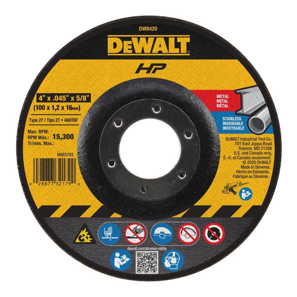 DEWALT Cutting Wheel 4in X .045in X 5/8in HP T27, large image number 1