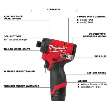 Milwaukee M12 FUEL Drill, Driver & Inflator Combo Kit Bundle, large image number 4