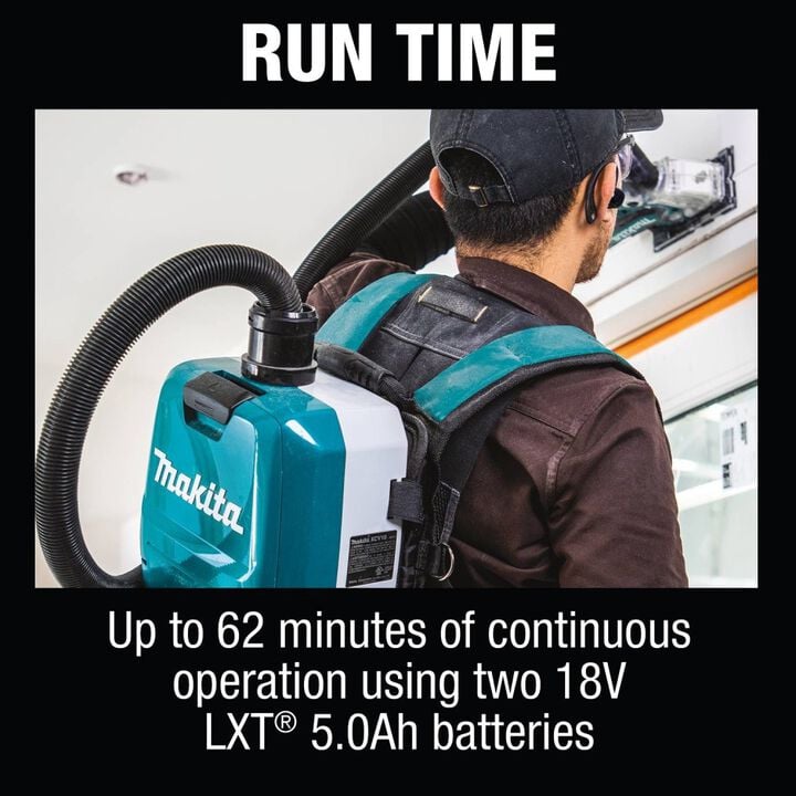 Makita 18V X2 (36V) LXT 1/2 Gallon HEPA Backpack Dry Dust Extractor Kit, large image number 11