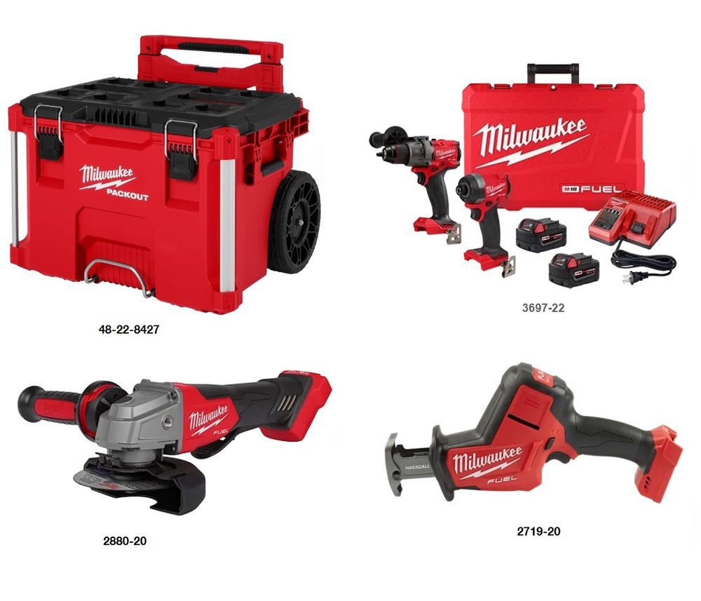 Milwaukee Packout Rolling Tool Box, 2-Tool Kit, Grinder, Hackzall Bundle, large image number 2