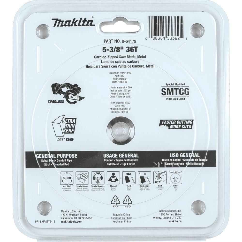 Makita 5-3/8 Inch 36T Carbide-Tipped Saw Blade Metal, large image number 3