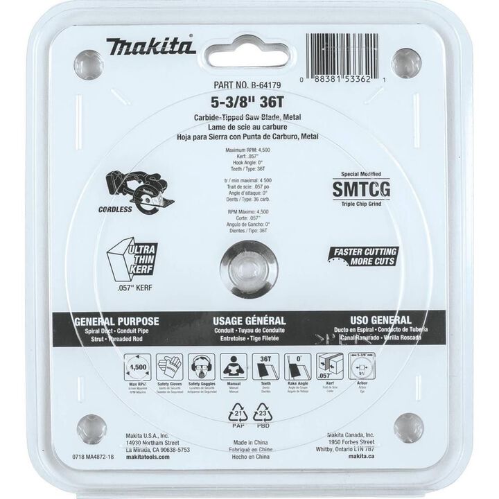 Makita 5-3/8 Inch 36T Carbide-Tipped Saw Blade Metal, large image number 2