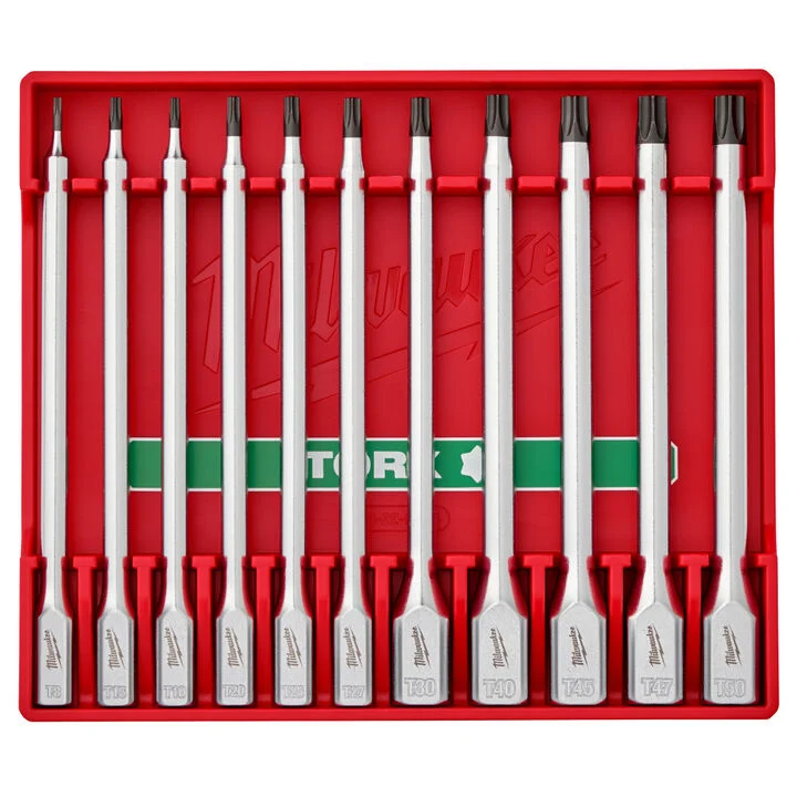 Milwaukee 1/4 Inch and 3/8 Inch Drive Long TORX Bit Socket Set 11 Pieces