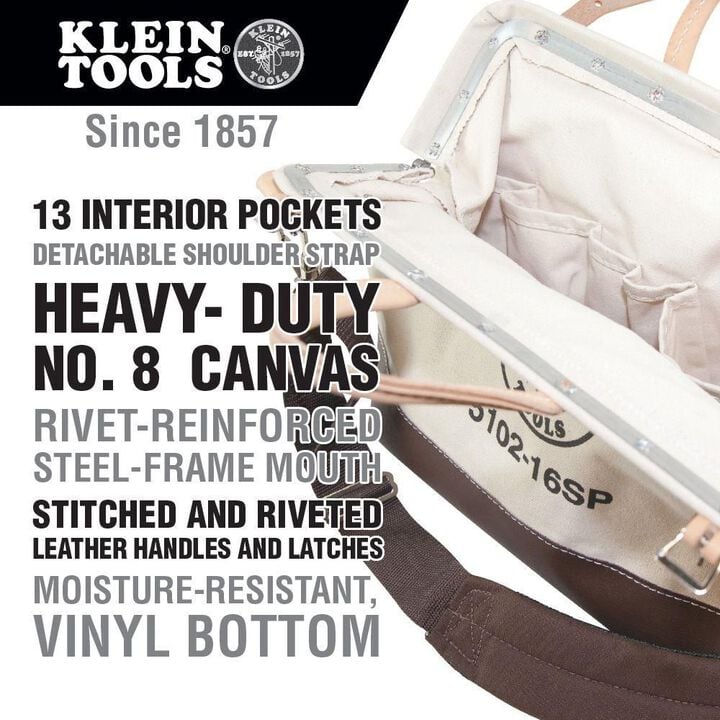 Klein Tools 16in Deluxe Canvas Tool Bag, large image number 1