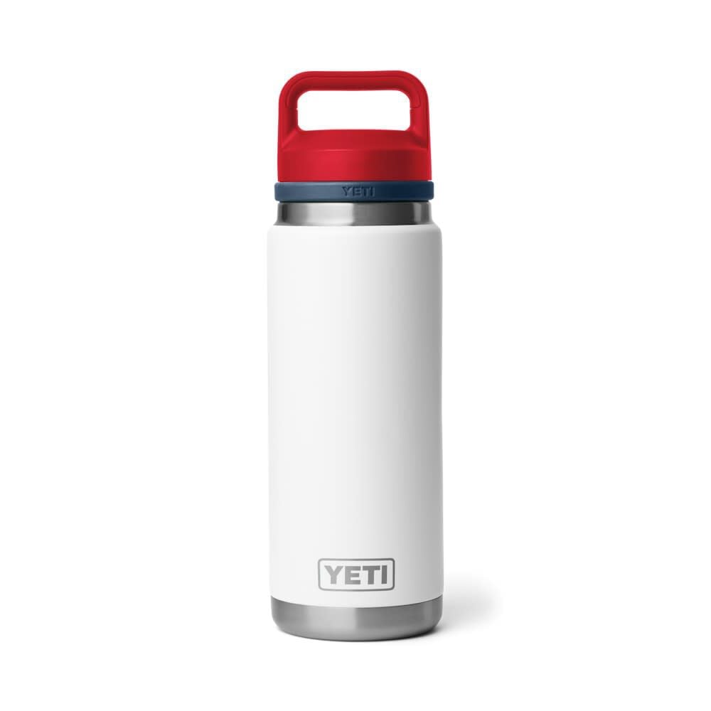 YETI Rambler 26 Oz Water Bottle with Chug Cap White/Navy/Rescue Red – 21071505939