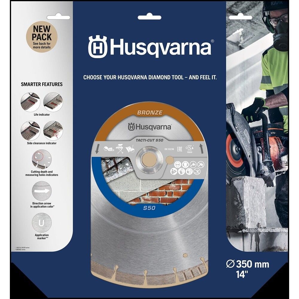 Husqvarna Construction Tacti-Cut S50+ 14 Inch Bronze Turbo Diamond Blade for Hard Materials, large image number 2