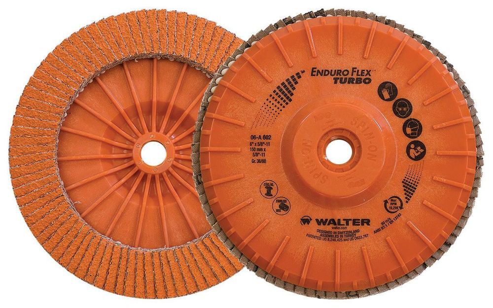 Walter 6 Inch Enduro Flex Turbo Flap Disc, 36/60 Grit, 5/8 Inch-11 Inch Arbor, 10 Pack, large image number 1