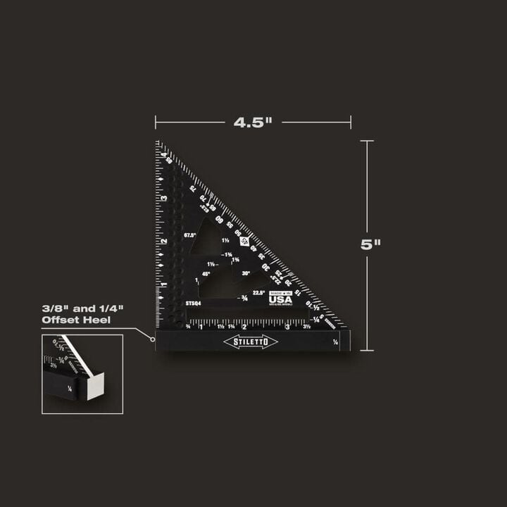 Stiletto 7 Inch Carpenter Square with Level, 4-1/2 Inch Trim Square Bundle, large image number 9