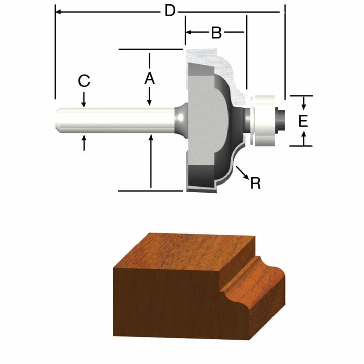 Bosch 1 5/8in x 3/4in Ogee with Fillet 1/4in Shank, large image number 0