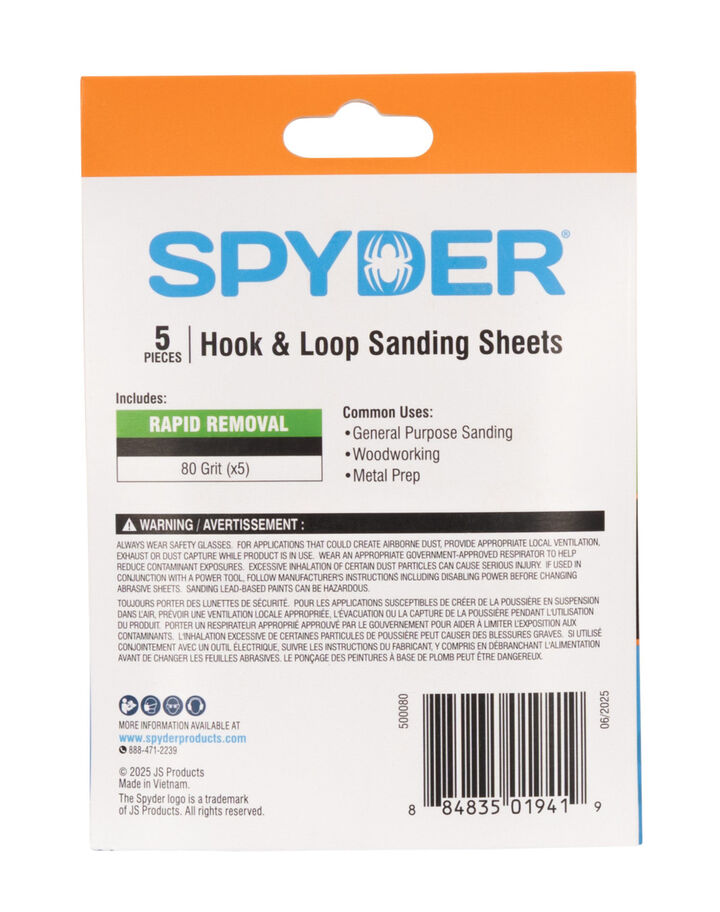 Spyder Detail Sander Sheets, 120 Grit Alum Oxide, 3-7/8 Inch Mouse, 5 Pieces, large image number 6