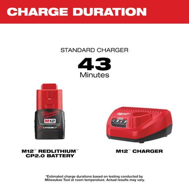 Milwaukee M12 REDLITHIUM 2.0Ah Battery and Charger Starter Kit, large image number 4