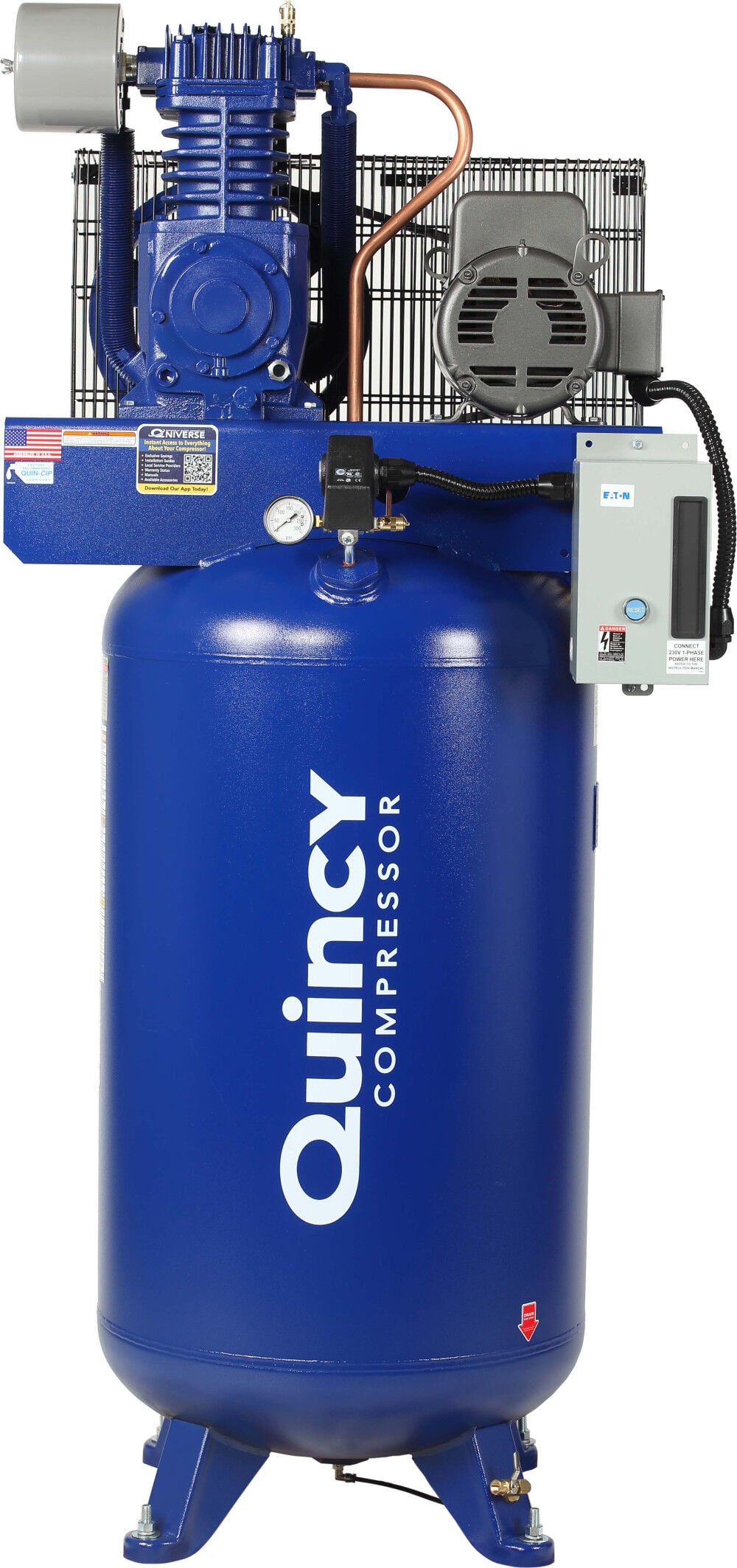 Quincy Reciprocating Air Compressor 5HP 230V 80 Gallon Vertical, large image number 1