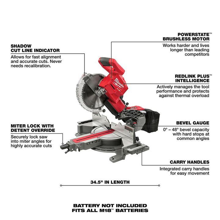 Milwaukee M18 FUEL HIGH DEMAND 10inch Miter Saw (Bare Tool), large image number 6