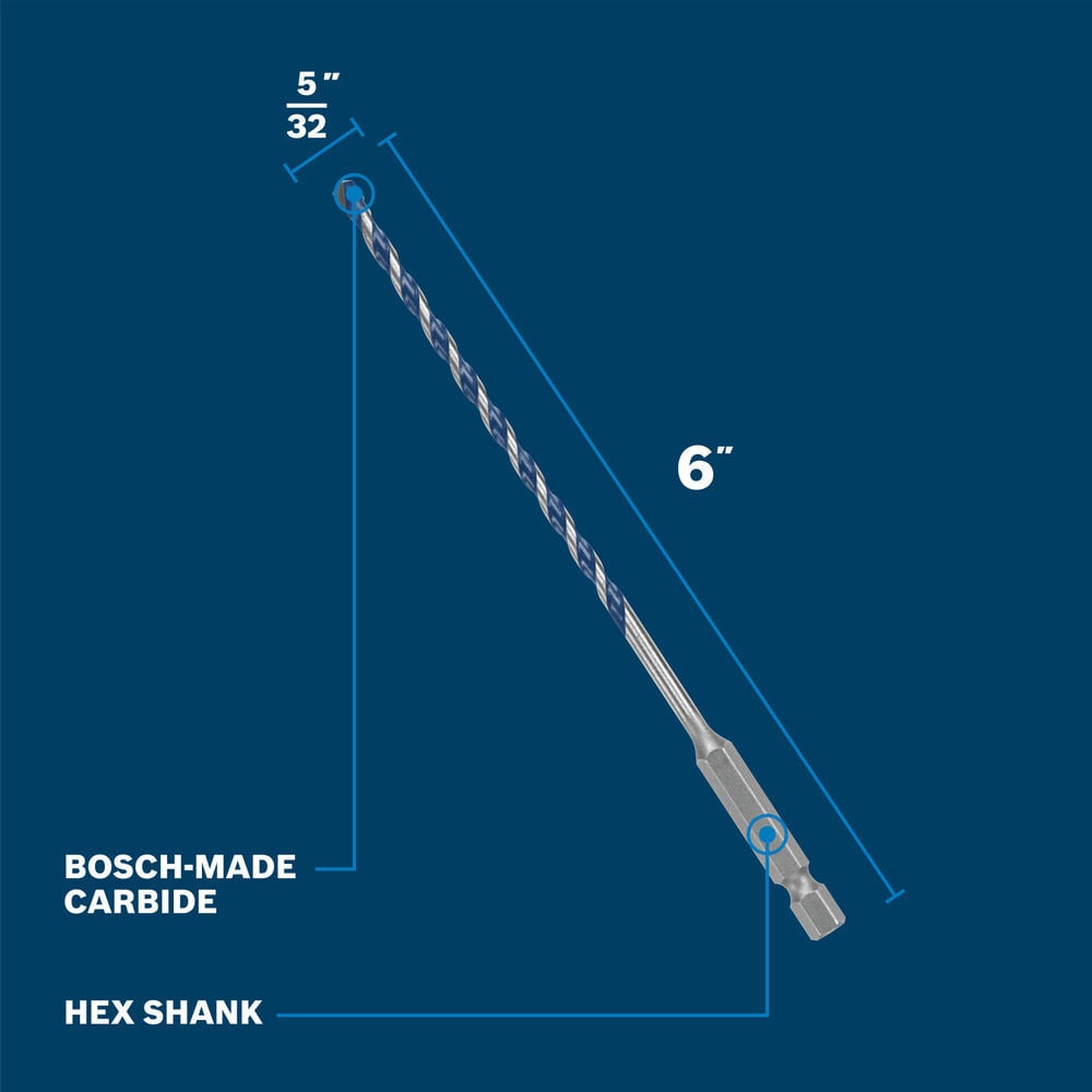 Bosch 5/32 Inch x 6 Inch Blue Xtreme Bit, large image number 2