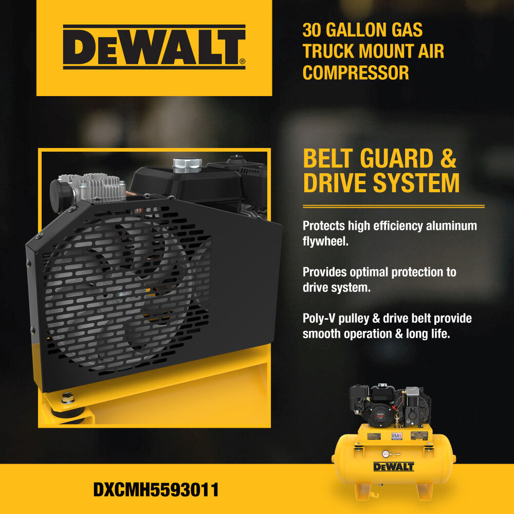 DEWALT 30 Gallon Single Stage Portable Gas Powered Truck Mount Air Compressor, large image number 10