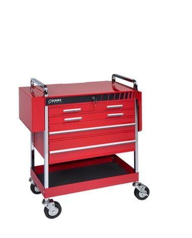Sunex Professional 5 Drawer Service Cart with Locking Top Red, large image number 4