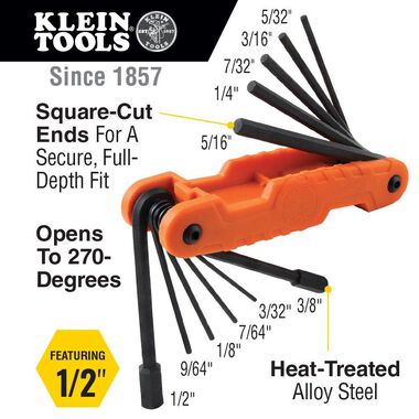 Klein Tools Pro Folding Hex Key Set, large image number 1