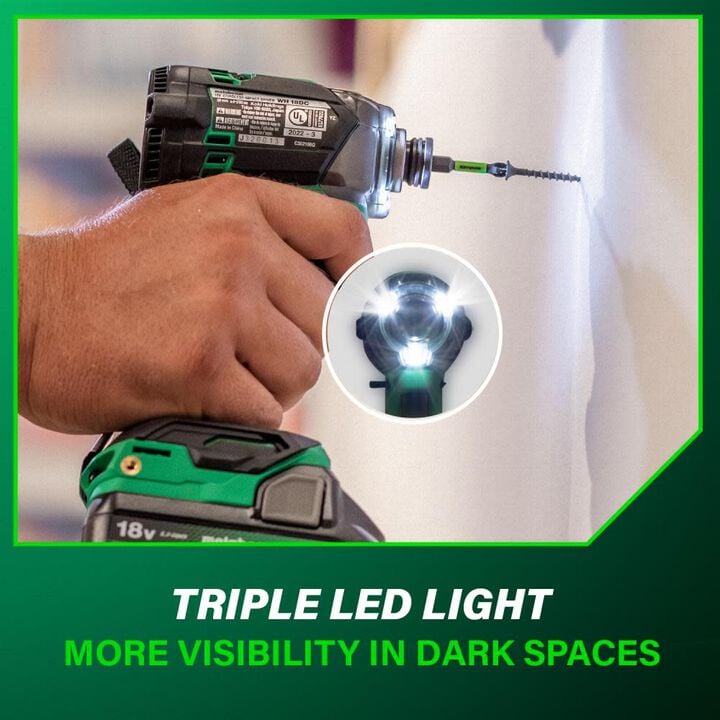 Metabo HPT 18V Cordless Triple Hammer Impact Driver 2Ah Batteries Kit, large image number 7