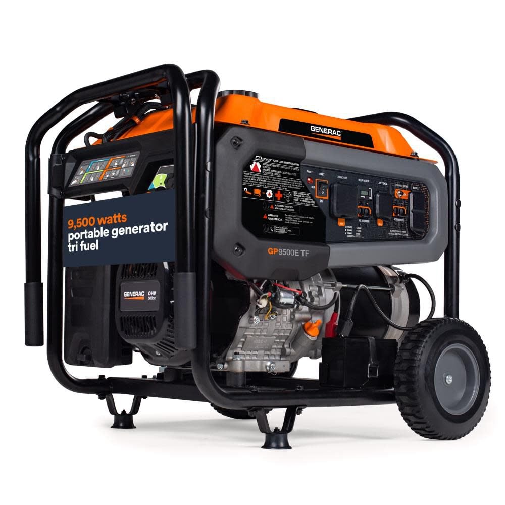 Generac GP Series 12, 500 Watt Tri-Fuel 50-State Portable Generator with COsense Technology – 8061G