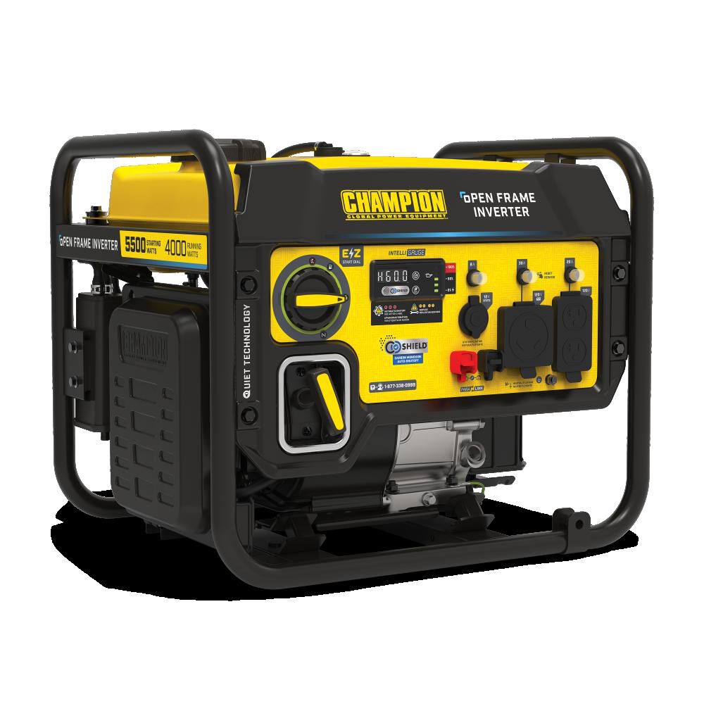 Champion Power Equipment 5500-Watt Gas Powered 50 State RV Ready Portable Open Frame Inverter Generator with Quiet Technology CARB Compliant – 201255