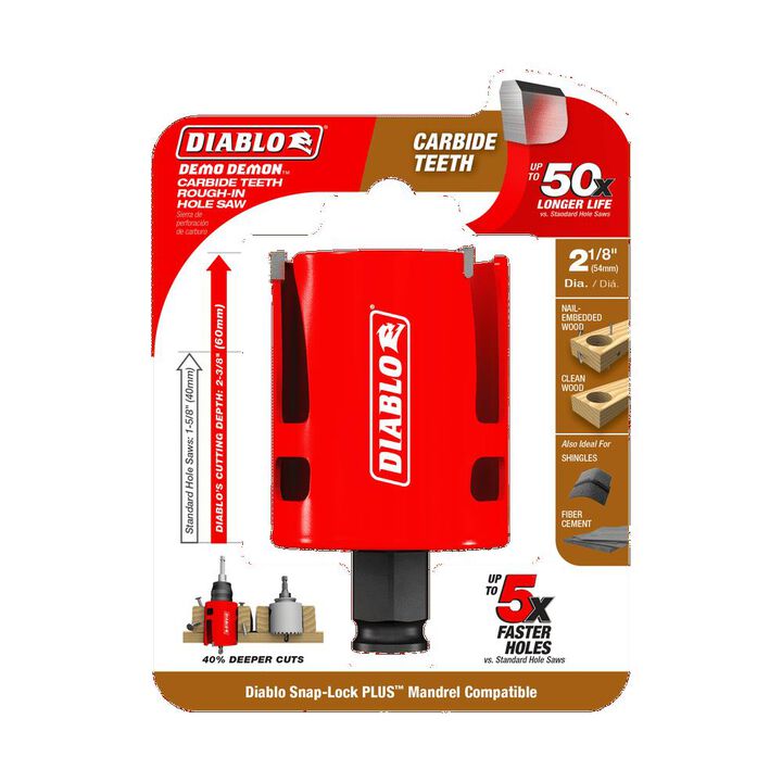 Diablo Tools 2-1/8in Demo Demon Carbide Teeth Rough-In Hole Saw, large image number 5