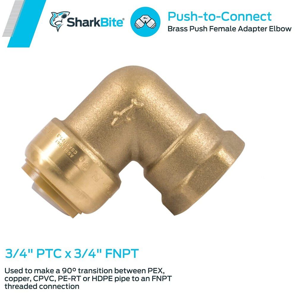 Sharkbite 3/4in x 3/4in FNPT Brass 90 Deg Elbow, large image number 4