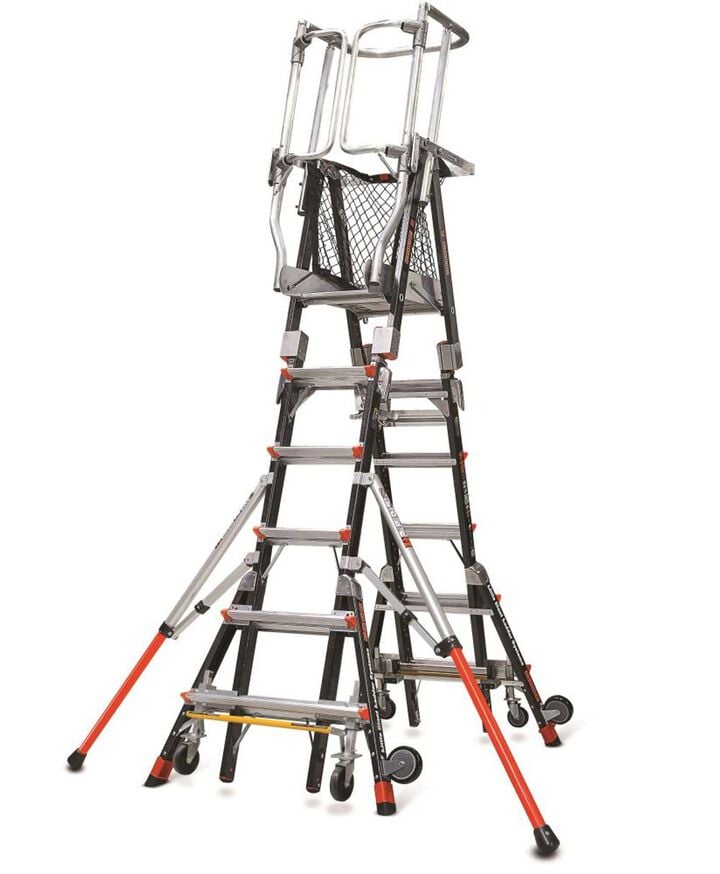 Little Giant Safety Compact Cage Model 6 Ft. to 10 Ft. IAA FG with Side Tip Wheels and Ratchet Levelers