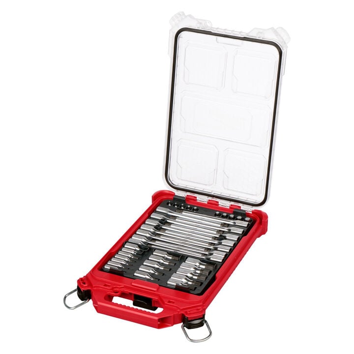 Milwaukee 1/4 Inch and 3/8 Inch Drive Metric Bit Socket Set with PACKOUT Compact Low-Profile Organizer, 41 Pieces