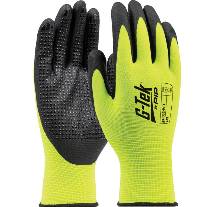 Protective Industrial Products G-Tek Hi-Vis Yellow Black Polyester Gloves XL
