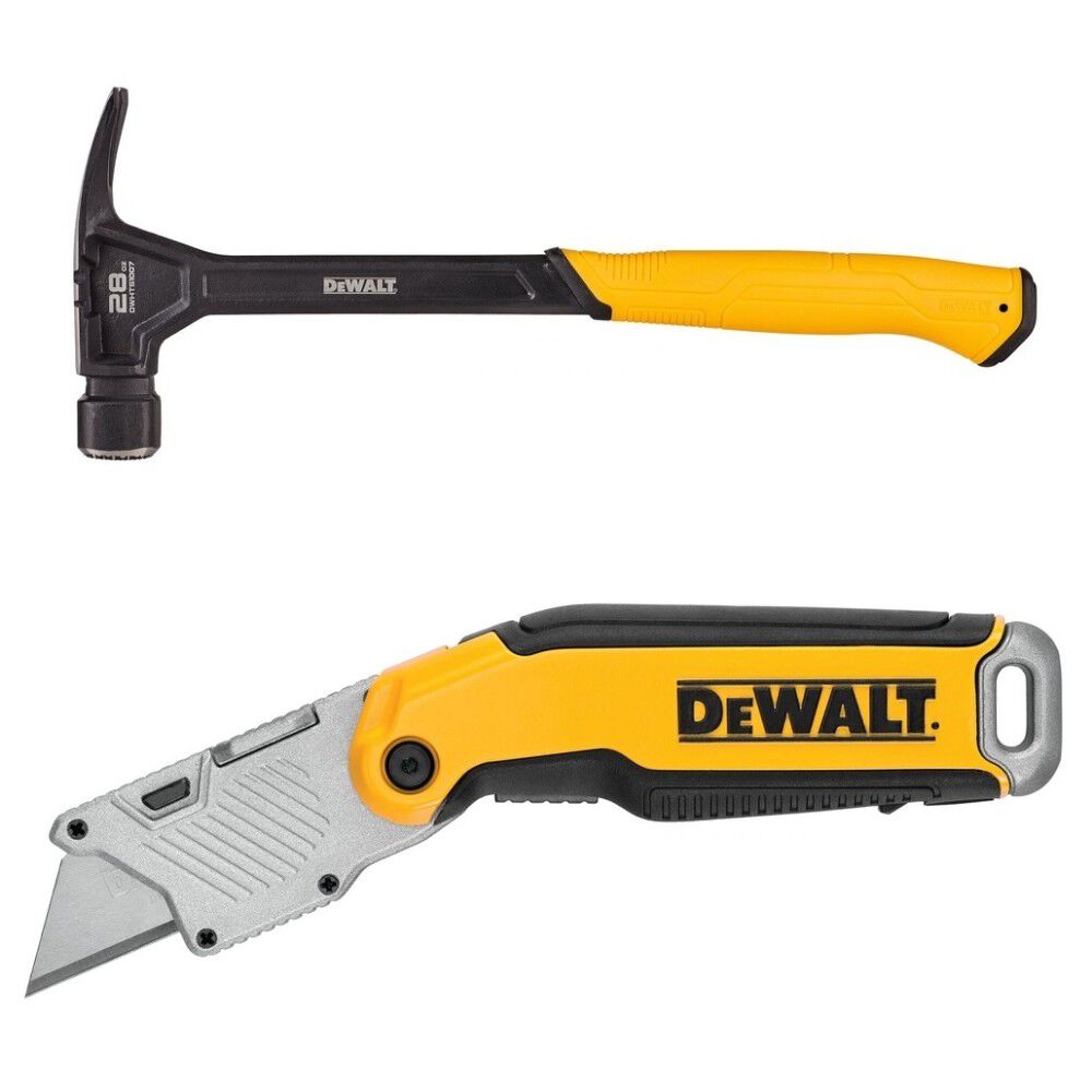 DEWALT 28 Oz Steel Framing Hammer & Fixed Blade Utility Knife Bundle, large image number 1