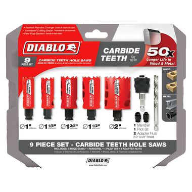 Diablo Tools 9pc Carbide General Purpose Hole Saw Set, large image number 1