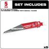 Milwaukee 6inch 6 TPI THE WRECKER with Carbide Teeth SAWZALL Blade 5PK, small image number 2