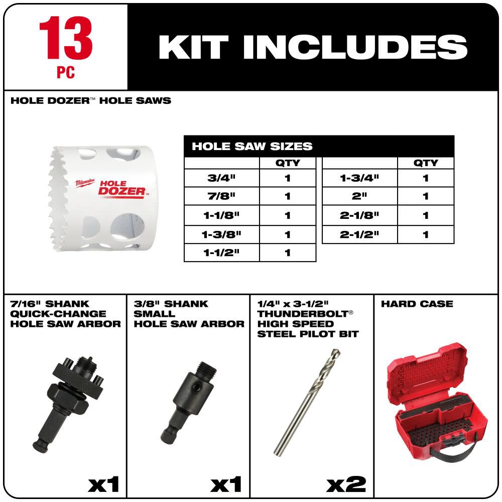 Milwaukee HOLE DOZER General-Purpose Hole Saw Kit - 13PC, large image number 2