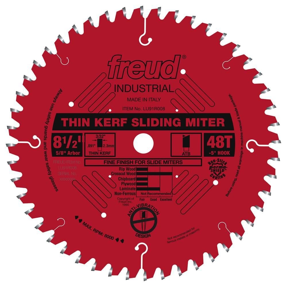 Freud 8-1/2in Thin Kerf Sliding Compound Miter Blade with Perma-SHIELD Coating, large image number 1