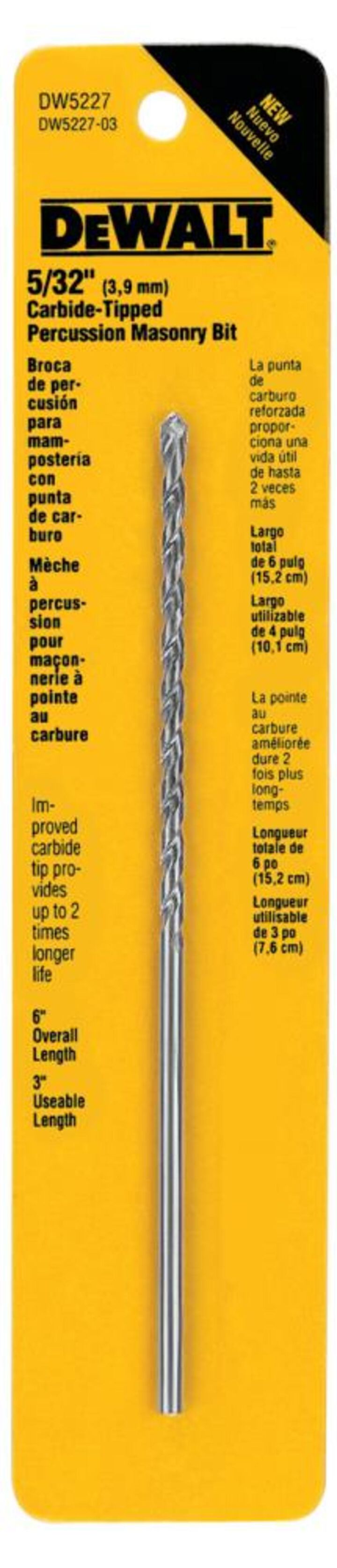DEWALT 5/32in x 6in DRILL BIT PREMIUM PERCUS, large image number 0