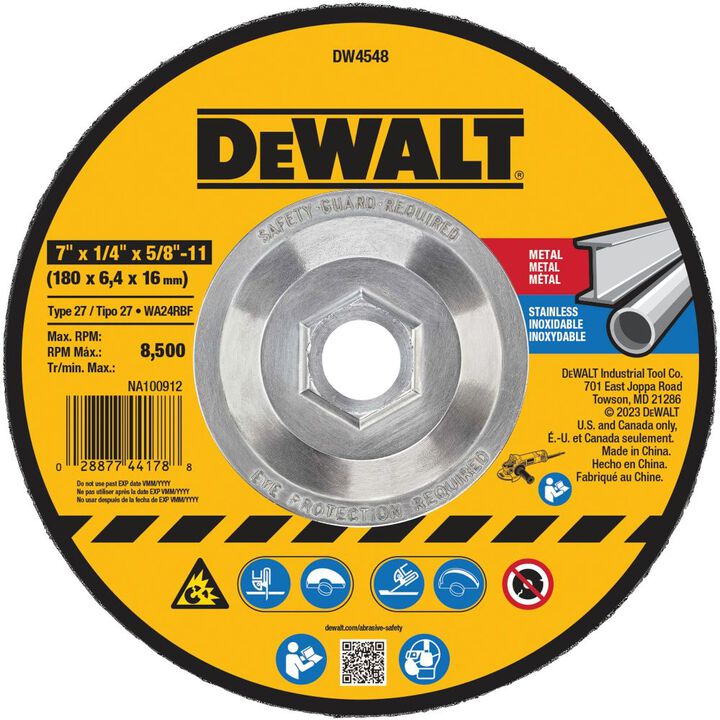 DEWALT 7 In. x 1/4 In. x 5/8 In. to 11 Fast Cutting Abrasive, large image number 0