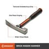 Crescent 24oz Brick Hammer with Steel Handle, small image number 2